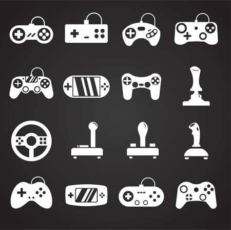 Joystick icons set on background for graphic and web design. Simple illustration. Internet concept symbol for website button or mobile appのイラスト素材