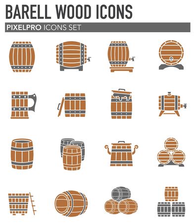 Barrel icons set on background for graphic and web design. Simple illustration. Internet concept symbol for website button or mobile appのイラスト素材