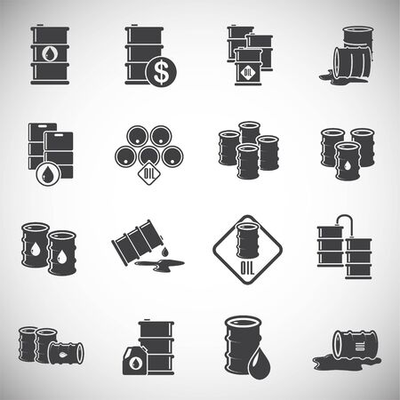 Oil Barrel icons set on background for graphic and web design. Simple illustration. Internet concept symbol for website button or mobile appのイラスト素材