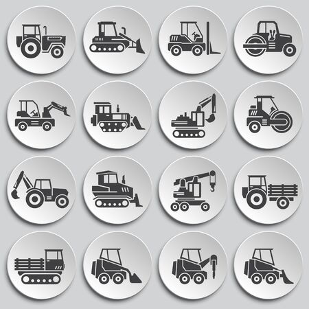 Heavy vehicle related icons set on background for graphic and web design. Simple illustration. Internet concept symbol for website button or mobile appのイラスト素材