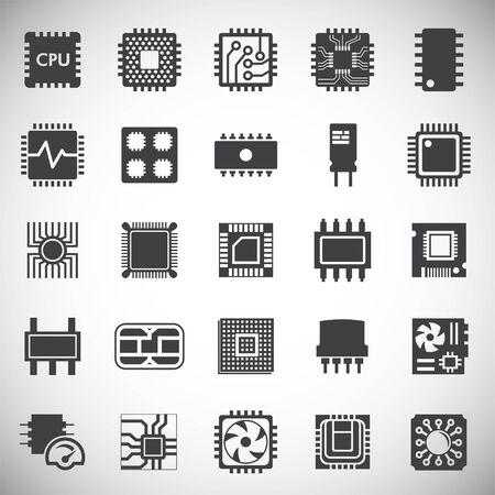Computer chip related icons set on background for graphic and web design. Simple illustration. Internet concept symbol for website button or mobile appのイラスト素材