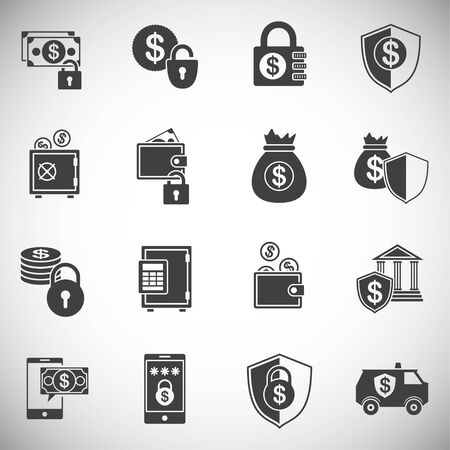 Money security related icons set on background for graphic and web design. Simple illustration. Internet concept symbol for website button or mobile appのイラスト素材