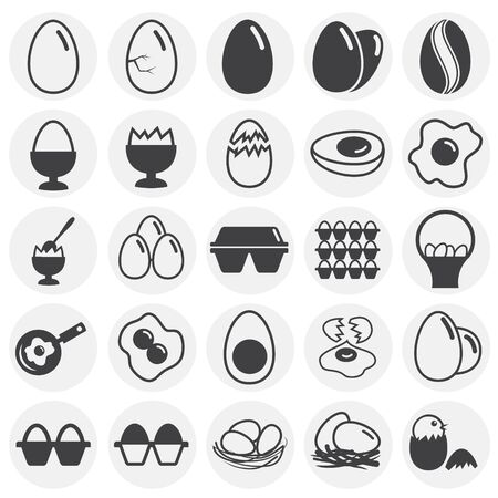 Egg related icons set on background for graphic and web design. Simple illustration. Internet concept symbol for website button or mobile appのイラスト素材