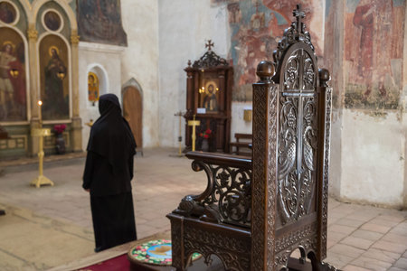 Inside the church of Ananuri castle complex on the Aragvi River in Georgia. Ananuri Castle is located about 68 kilometres from Tbilisiのeditorial素材
