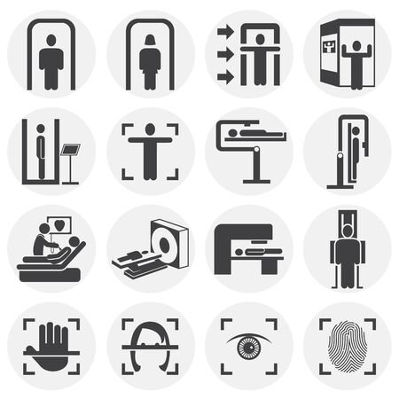 Human scanning related icons set on background for graphic and web design. Simple illustration. Internet concept symbol for website button or mobile appのイラスト素材