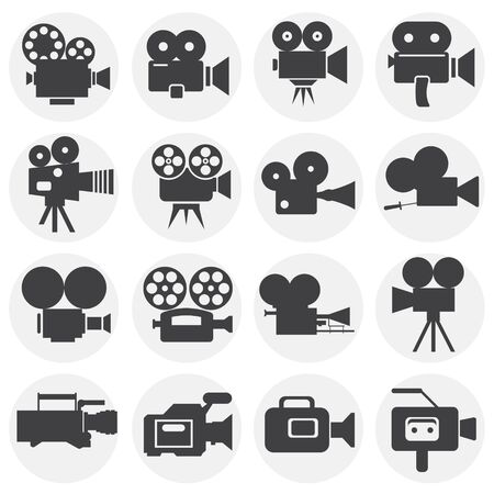 Cinema camera related icons set on background for graphic and web design. Simple illustration. Internet concept symbol for website button or mobile appのイラスト素材
