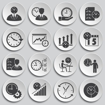 Time management related icons set on background for graphic and web design. Simple illustration. Internet concept symbol for website button or mobile appのイラスト素材