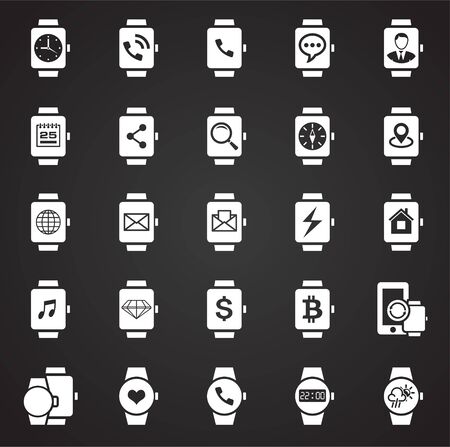 Smart Watch related icons set on background for graphic and web design. Simple illustration. Internet concept symbol for website button or mobile appのイラスト素材