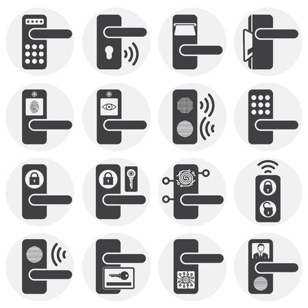 Smart lock icons set on background for graphic and web design. Simple illustration. Internet concept symbol for website button or mobile appのイラスト素材