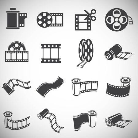 Film strip related icons set on background for graphic and web design. Simple illustration. Internet concept symbol for website button or mobile appのイラスト素材
