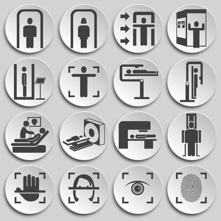 Human scanning related icons set on background for graphic and web design. Simple illustration. Internet concept symbol for website button or mobile appのイラスト素材