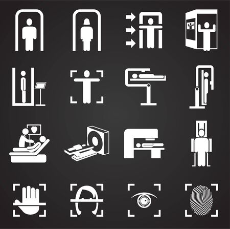 Human scanning related icons set on background for graphic and web design. Simple illustration. Internet concept symbol for website button or mobile appのイラスト素材