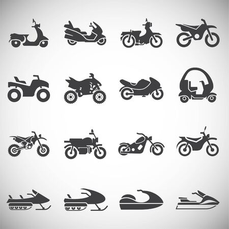 motorcycle related icons set on background for graphic and web design. Simple illustration. Internet concept symbol for website button or mobile appのイラスト素材