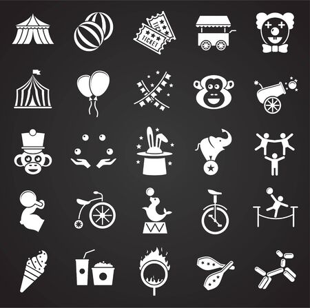 Circus related icons set on background for graphic and web design. Simple illustration. Internet concept symbol for website button or mobile appのイラスト素材