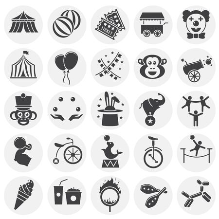 Circus related icons set on background for graphic and web design. Simple illustration. Internet concept symbol for website button or mobile appのイラスト素材