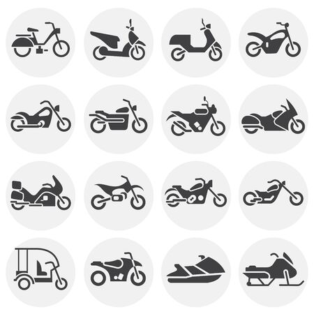 motorcycle related icons set on background for graphic and web design. Simple illustration. Internet concept symbol for website button or mobile appのイラスト素材
