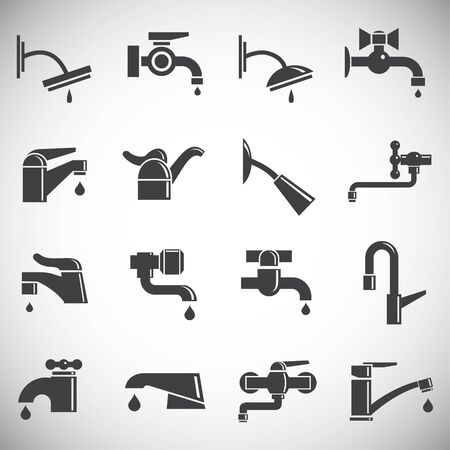 Faucet related icons set on background for graphic and web design. Simple illustration. Internet concept symbol for website button or mobile appのイラスト素材