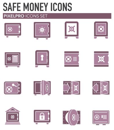 Money safe icons set on background for graphic and web design. Simple illustration. Internet concept symbol for website button or mobile appのイラスト素材
