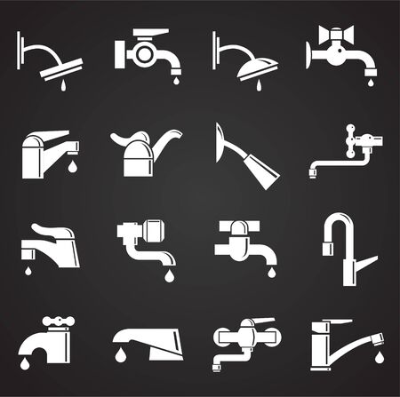 Faucet related icons set on background for graphic and web design. Simple illustration. Internet concept symbol for website button or mobile appのイラスト素材