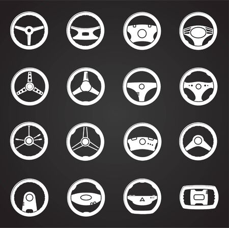 Steering wheel related icon set on background for graphic and web design. Simple illustration. Internet concept symbol for website button or mobile appのイラスト素材