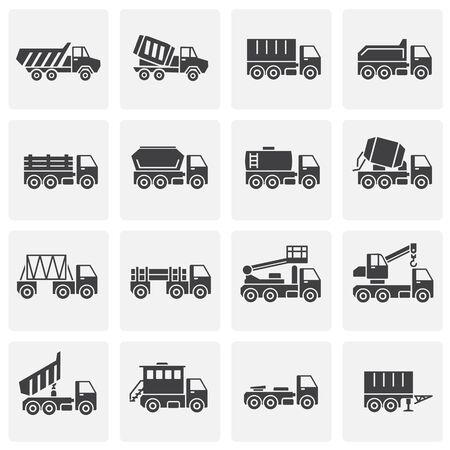 Heavy vehicle related icons set on background for graphic and web design. Simple illustration. Internet concept symbol for website button or mobile appのイラスト素材