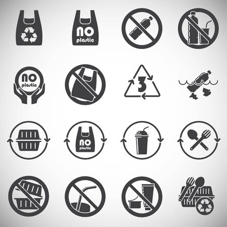 Plastic related icons set on background for graphic and web design. Simple illustration. Internet concept symbol for website button or mobile appのイラスト素材