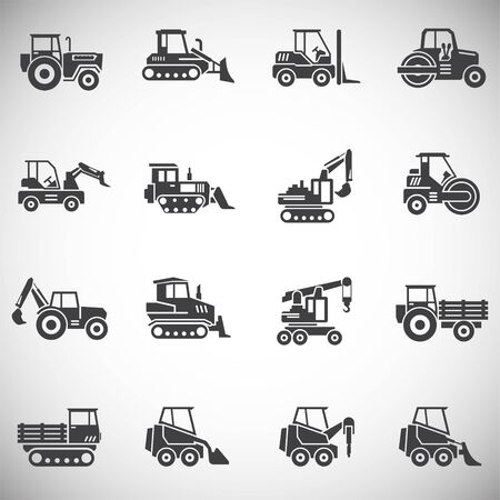 Heavy vehicle related icons set on background for graphic and web design. Simple illustration. Internet concept symbol for website button or mobile appのイラスト素材