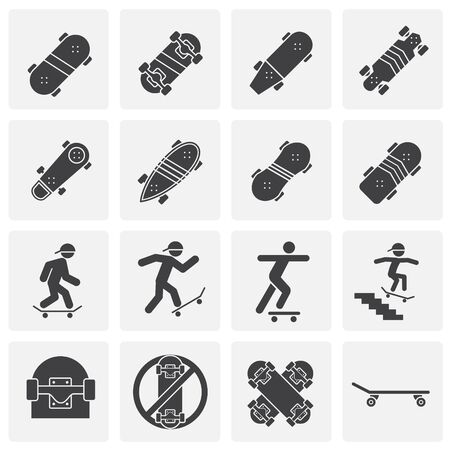 Skateboarding related icons set on background for graphic and web design. Simple illustration. Internet concept symbol for website button or mobile appのイラスト素材