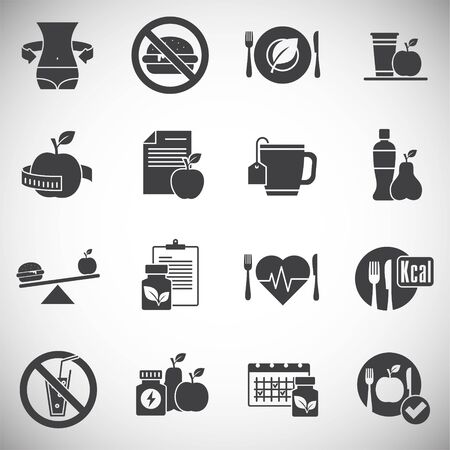 Diet related icons set on background for graphic and web design. Simple illustration. Internet concept symbol for website button or mobile appのイラスト素材