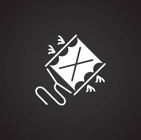 Kite icon on black background for graphic and web design. Simple vector sign. Internet concept symbol for website button or mobile appのイラスト素材