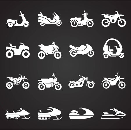 Moto related icons set on background for graphic and web design. Simple illustration. Internet concept symbol for website button or mobile appのイラスト素材