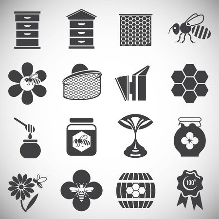 Beekeeping related icons set on background for graphic and web design. Simple illustration. Internet concept symbol for website button or mobile appのイラスト素材