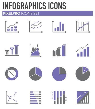 Infographics related icons set on background for graphic and web design. Simple illustration. Internet concept symbol for website button or mobile appのイラスト素材