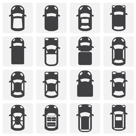 Cars top view icons set on background for graphic and web design. Simple illustration. Internet concept symbol for website button or mobile appのイラスト素材