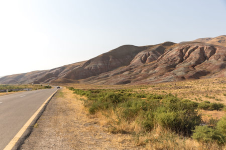 Road to the mountains. Xizi, Azerbaijan, road to the mountains.の写真素材
