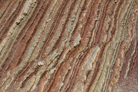 Close up of the rainbown mountains pattern. Xizi mountain Khizi district. Rainbown mountains...