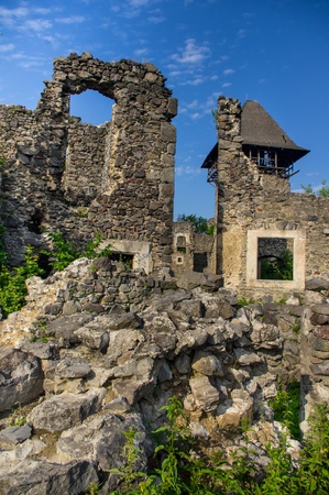 the ruins of an old European castleの写真素材