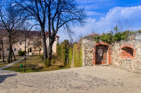 destroyed castle wallの写真素材