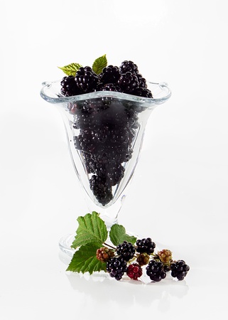 dessert with fresh blackberriesの写真素材