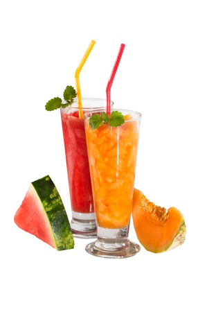 smoothies of watermelon and melonの写真素材