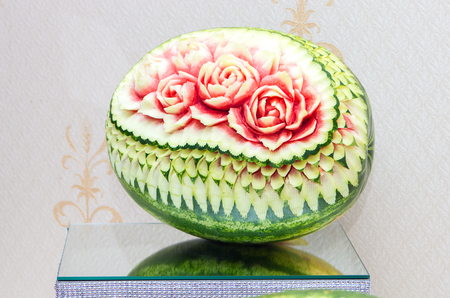 beautiful carving for watermelon flowersの写真素材