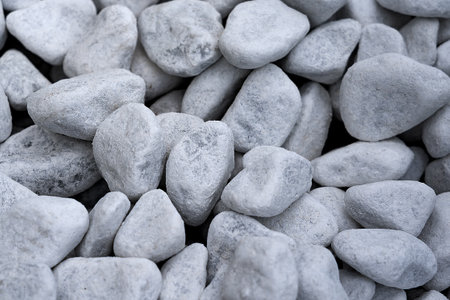 White pebbles, stone for landscape design. Texture and background, decorative stone.の写真素材