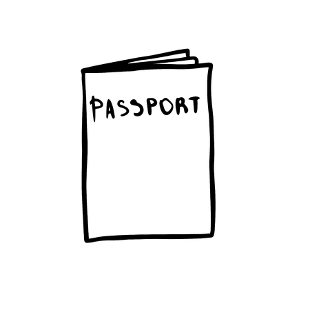 passport cartoon vector and illustration, black and white, hand drawn, sketch style, isolated on white backgroundのイラスト素材