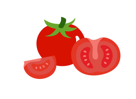 red tomato on white background. Vector Illustrationのイラスト素材