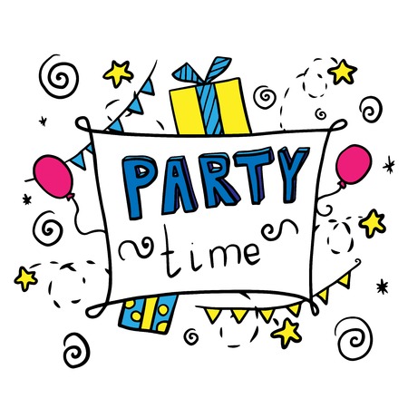 party time doodle illustration vectorのイラスト素材