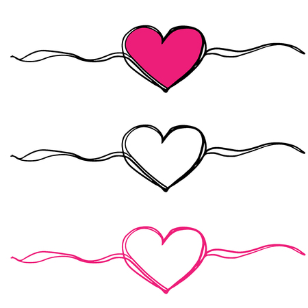 three hearts doodle illustration vectorのイラスト素材