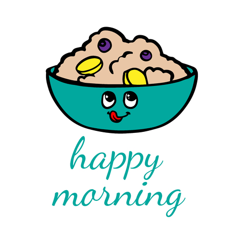 Vector illustration. Bowl of porridge isolated on background. doodleのイラスト素材