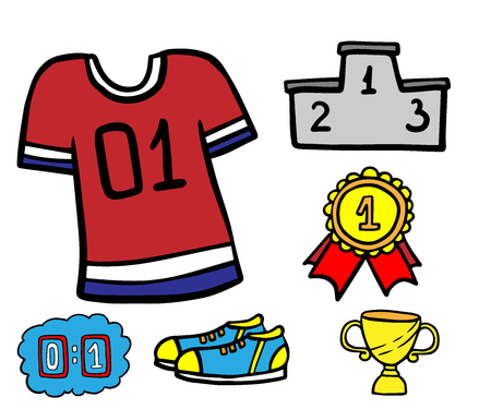 Doodle set of sport icons on a white backgroundのイラスト素材