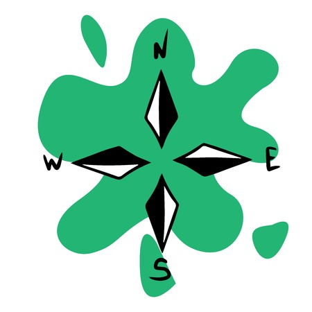 doodle sketch wind rose, sides of the world on a white backgroundのイラスト素材