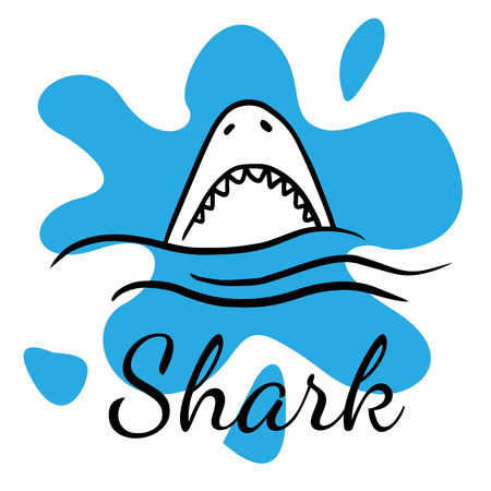 doodle sketch shark  on white background, cartoon logo, icon.のイラスト素材